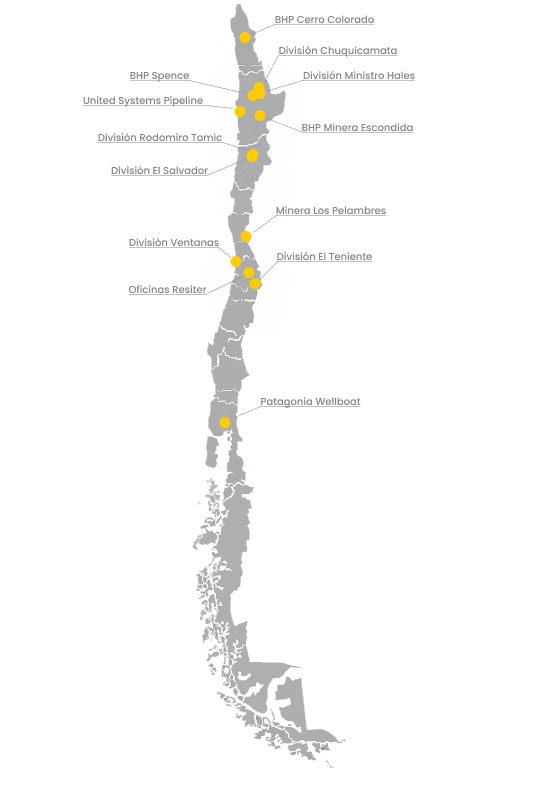 mapa de presencia en chile
